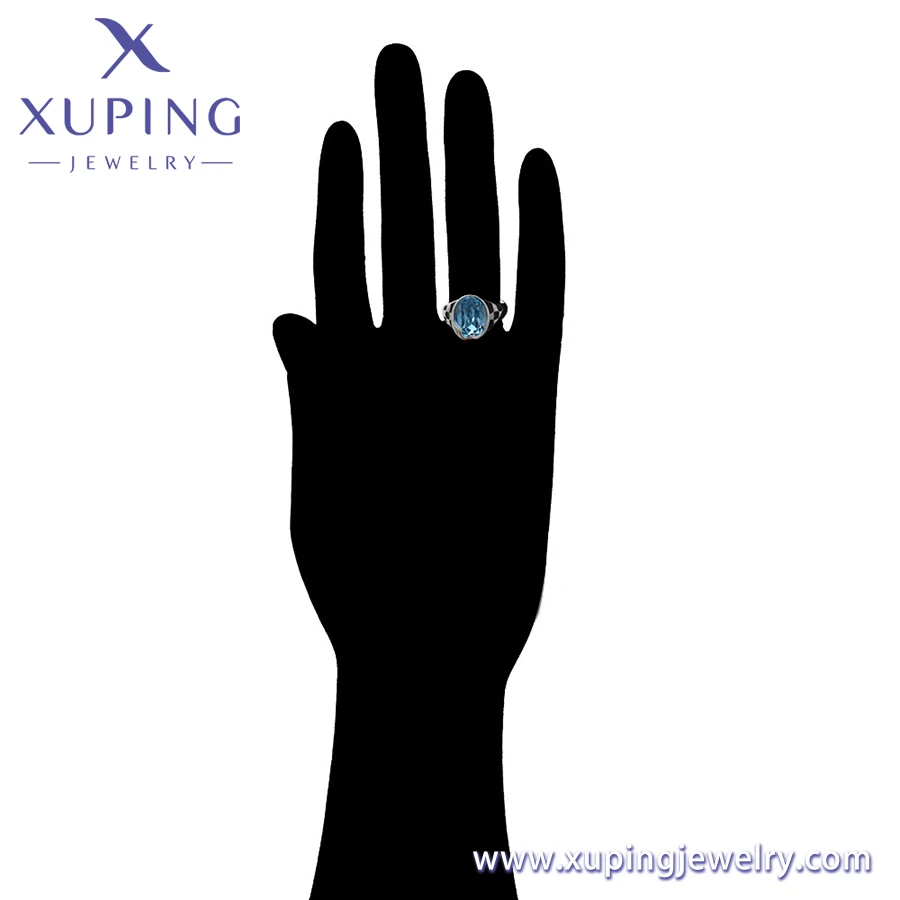 X000694022 Xuping Jewelry fashion ladies jewelry elegant luxury cool daily simple man unisex resizeable big blue crystal ring