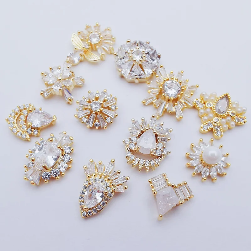 Japanese and Korean New jewelry gold color plating nail art zircon charms nail decoration
