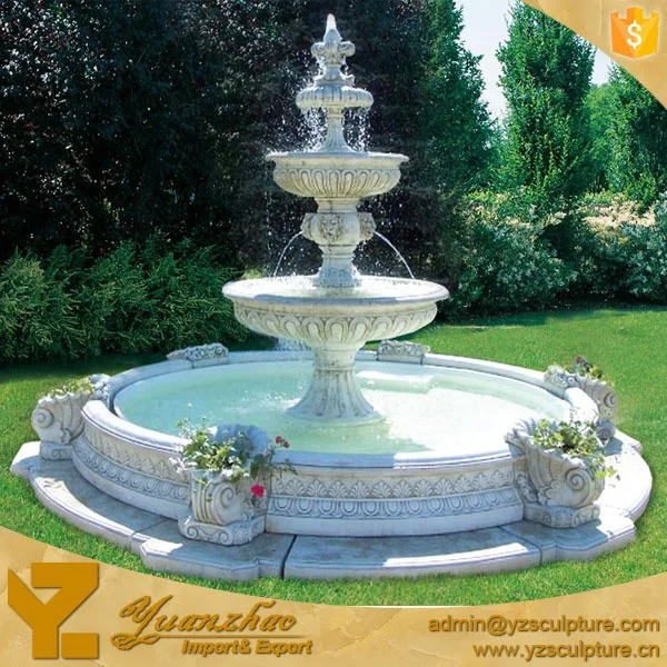 Modern White Marble 3-Tier Outdoor Garden Water Fountain Hand Carved Stone for Villa & Park Customizable Size