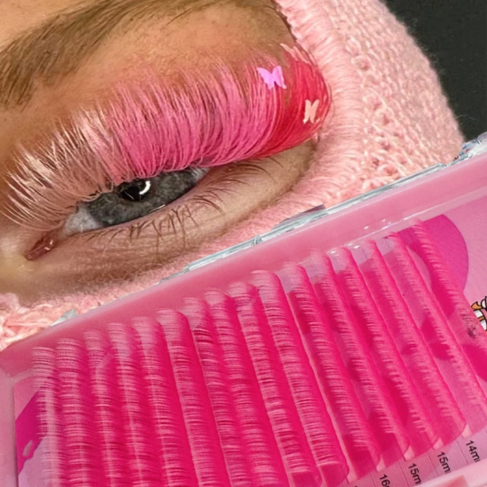 Christmas Lashes Korea Pbt Individual colored lash Extensions Rainbow Color Mix Tray colored eyelashes extensions