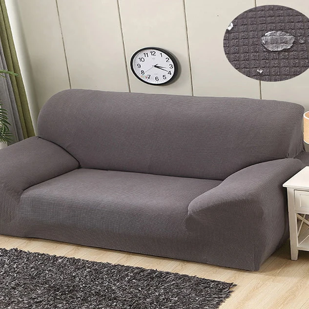 Home Living Room Waterproof Sofa Cover Armchair Slipcover 1/2/3/4 Seater Cover Stretch Solid Color Sofa Cover