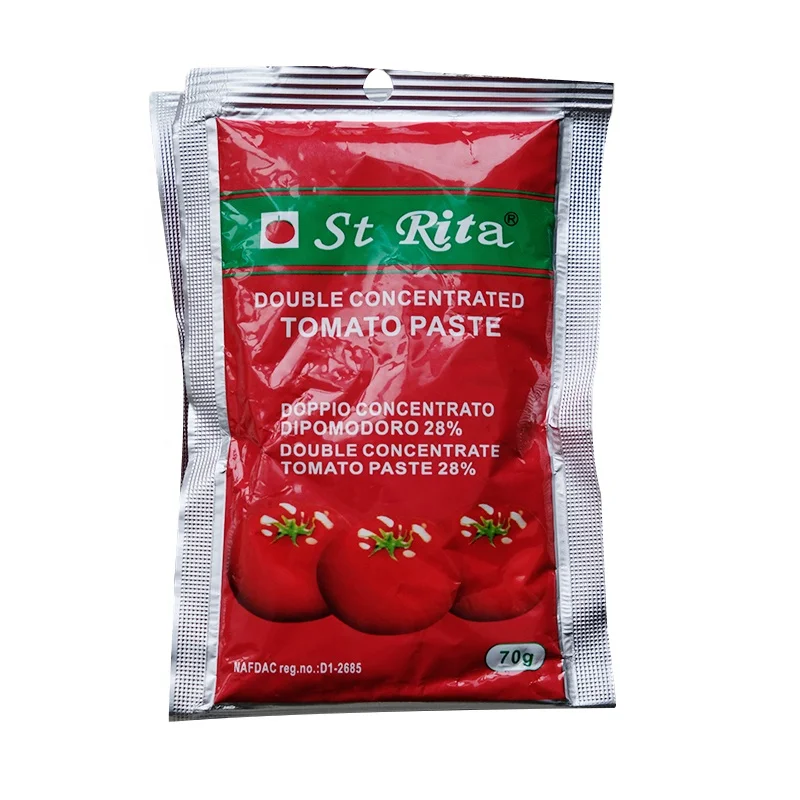 Plastic Pouch  70 g Tomato paste  sachet ketchup  in bag concentration 28-30%