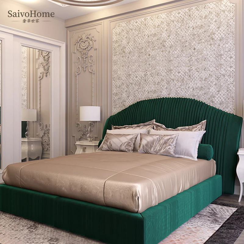 Factory selling super queen bed kind size bedroom furniture best selling tufted headboard design double leather upholstered bed