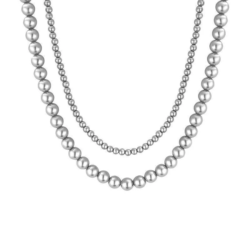 Sterling Silver 925 Jewellery Gold Ingot Buckle True Round Strong Light True Hemp 616 Grey Pearl Necklace Light Luxury