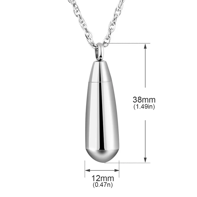 China  pet stainless steel round water drop ashes pendant cat titanium steel urn necklace commemorative relatives pet bottle