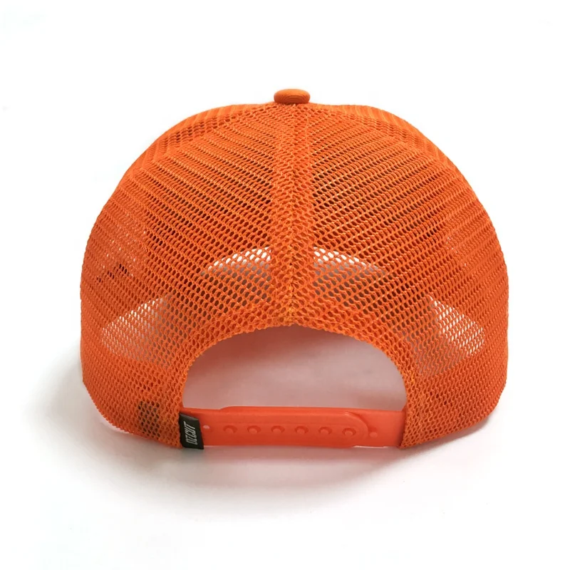 Customize blaze orange trucker cap, 3d embroidered custom trucker hat