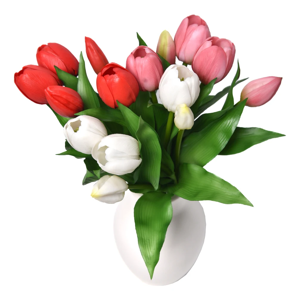 Factory high quality plastic 5 heads bouquet fake tulips artificial flowers silicon tulips real touch
