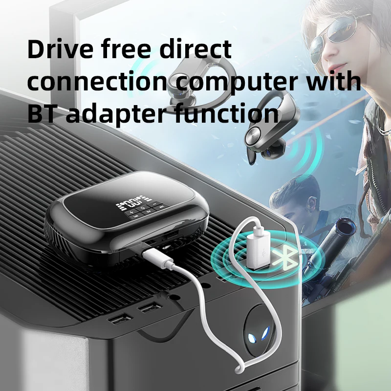 Personal model Q2S In-ear bt headset with TF Memory card digital display wireless Headphone Earphones Earbuds For cellphone