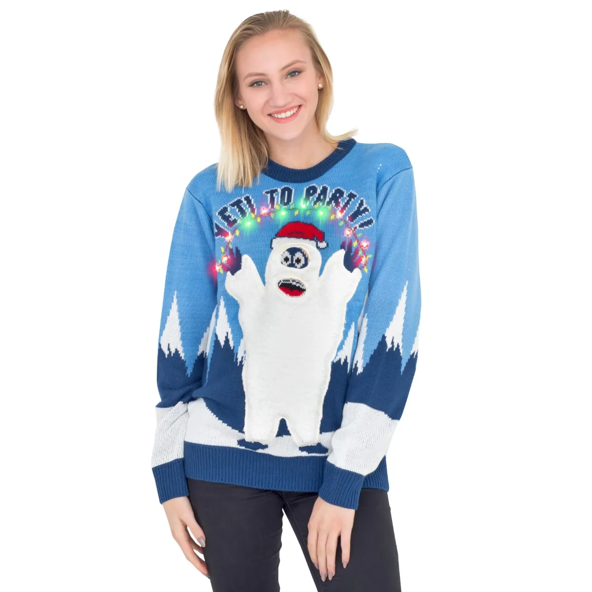 FYB OEM Custom Unisex Adults Ugly Christmas Jumper Knitted Sweater Funny Manufacturer With LED Lights