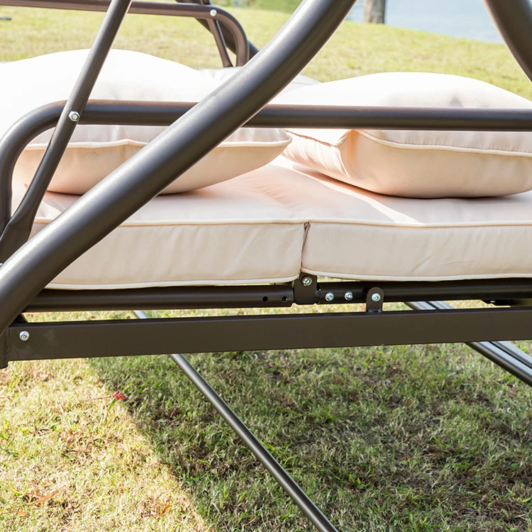 Adjustable Steel rocking swing Convertible luxurious garden hammock outdoor hanging chair 3 seat swing chair lounger chair