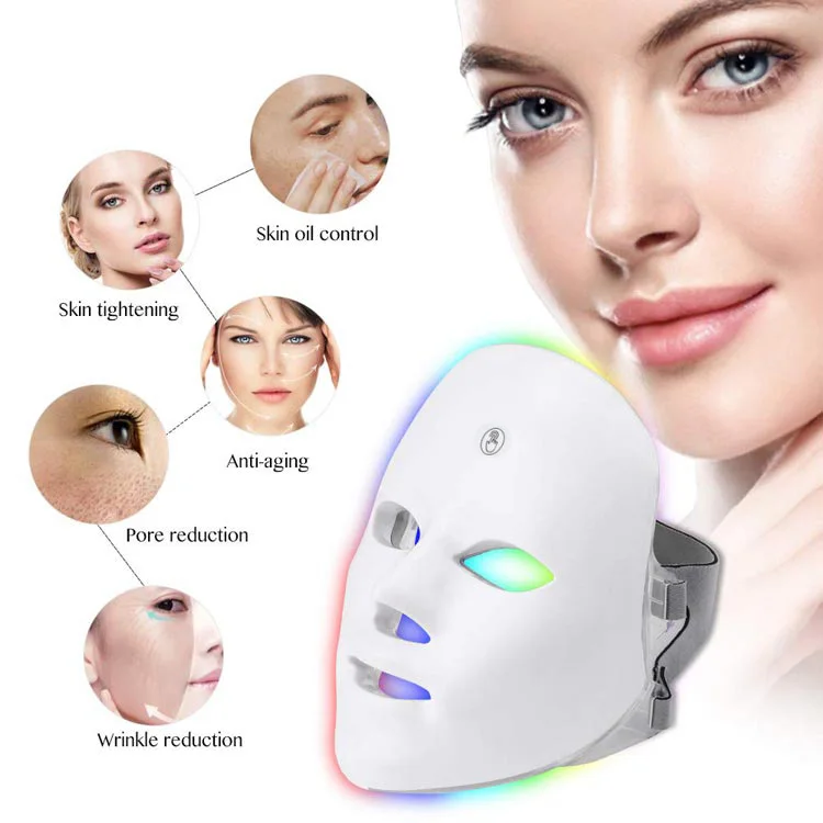 7 Colors Photon Light Therapy Facial And Neck Mask Korean Led Photodynamic Beauty Treatment Anti Aging And Skin Rejuvenating