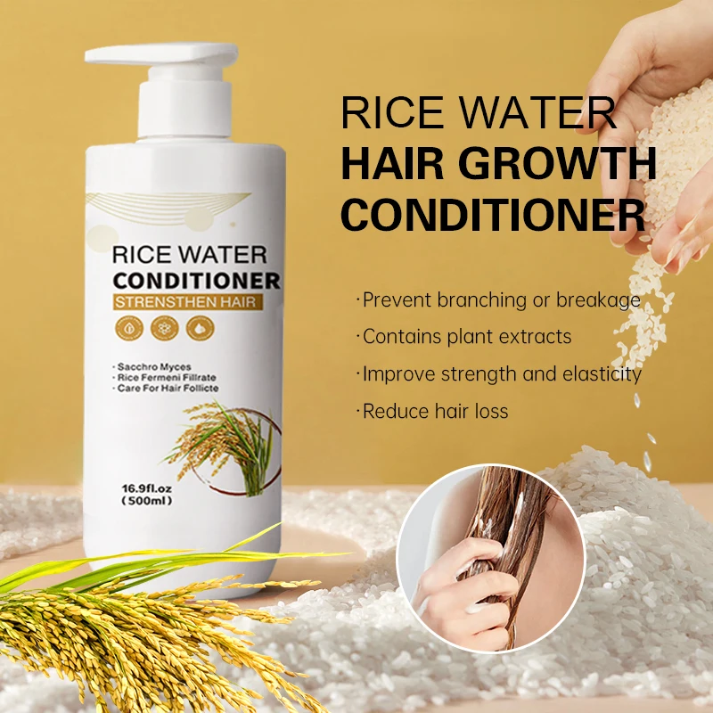 Private label rice water biotin shampoo and conditioner for hair growth dry damaged hair repair hair rice water shampoo