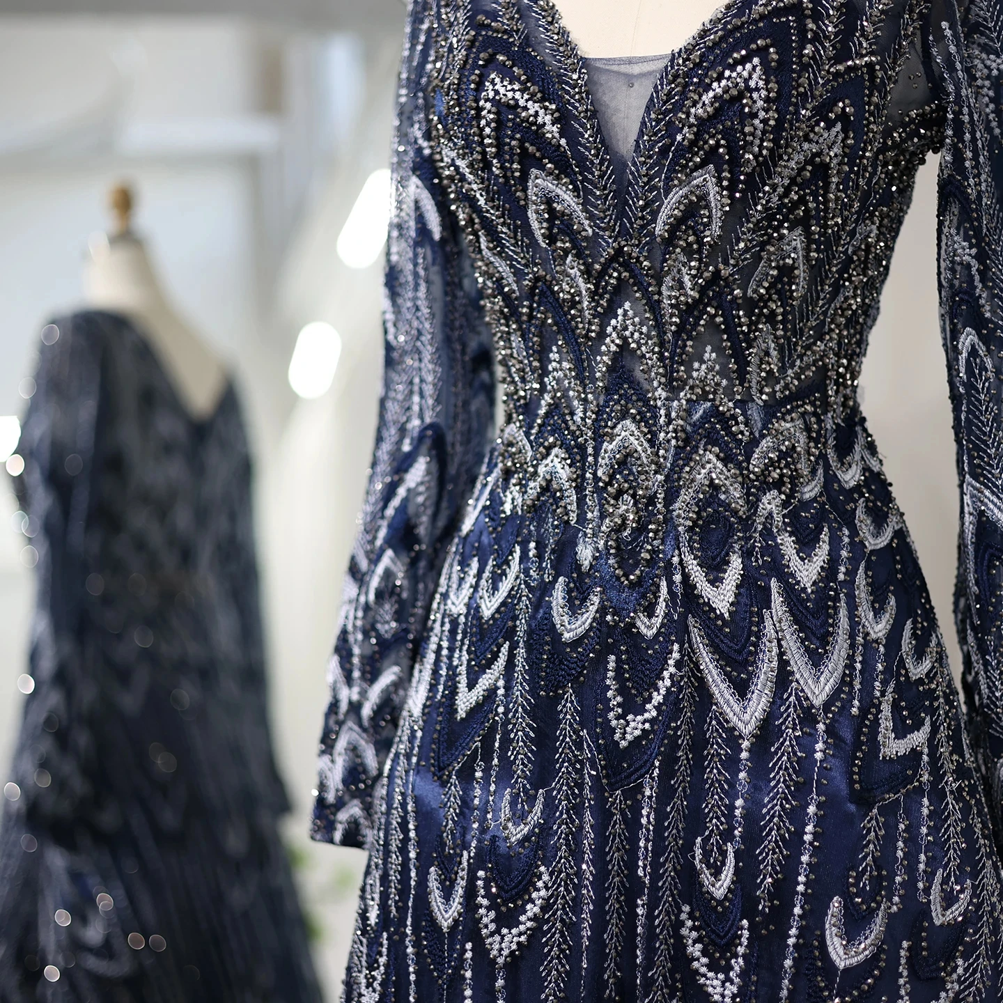 Jancember Wholesale Heavy Sequined Full Sleeve A-Line Women Party Plus Size Formal Fashion Elegant Evening Dresses 2023