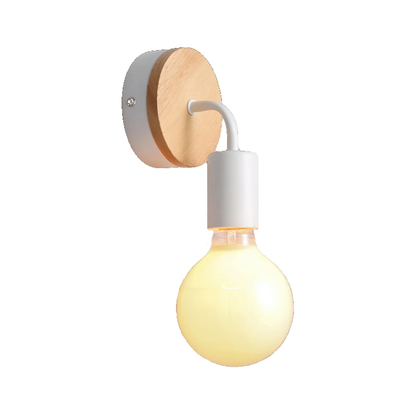 Best selling E27 white black  bedside iron wall light  Nordic metal loft vintage led indoor reading wall lamp for aisle bedroom