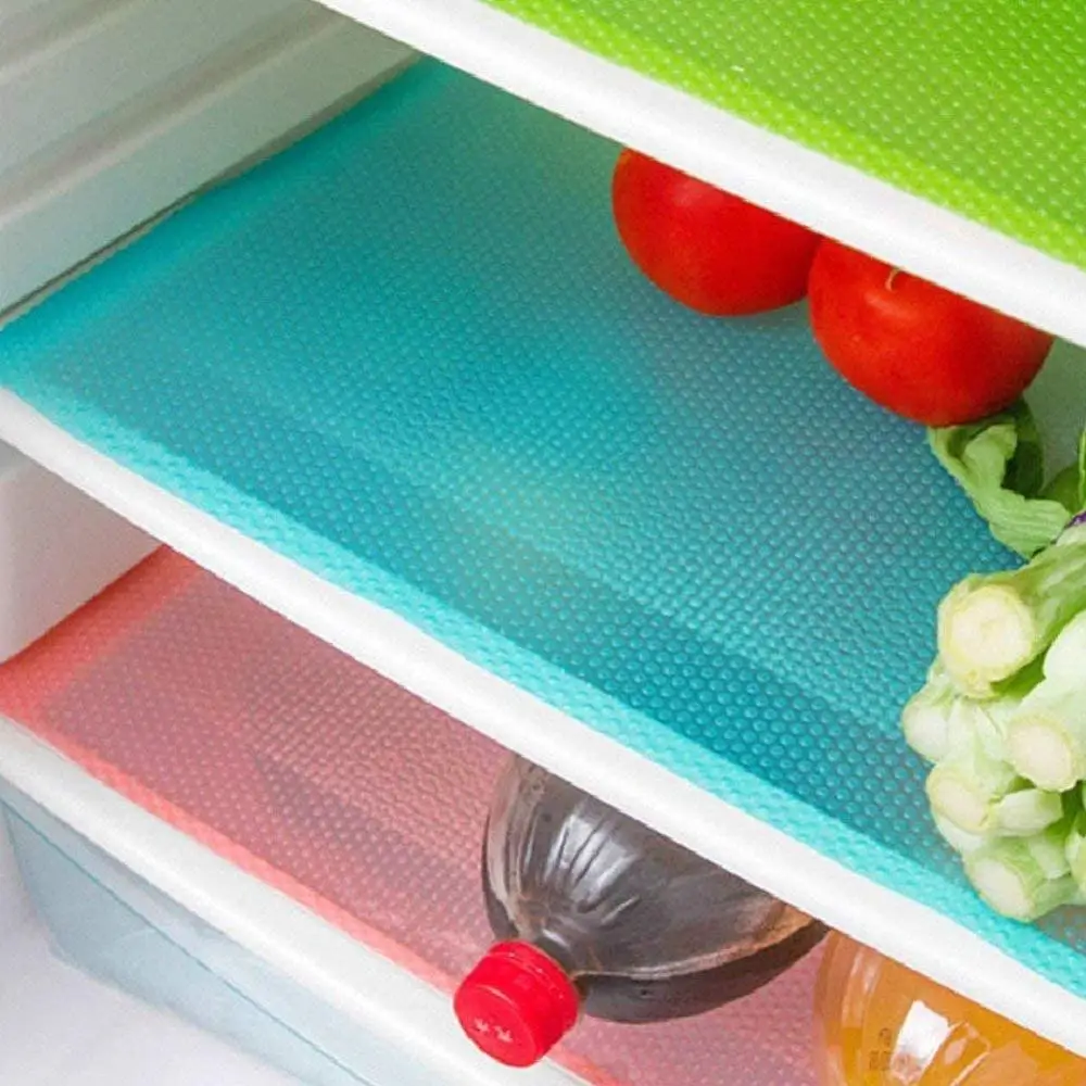 multi-colors silicone material anti skip Fridge Refrigerator Drawers Mats 4pcs set