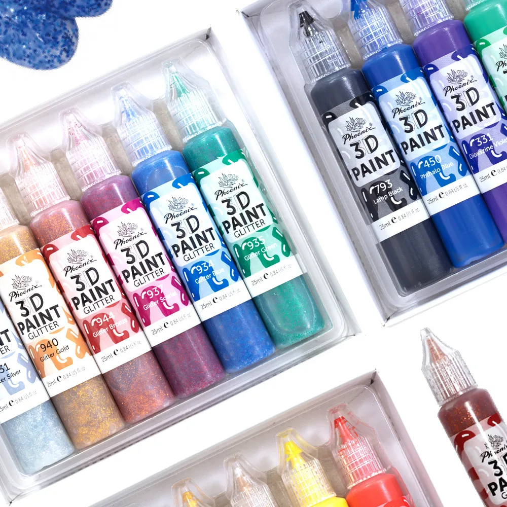 Educational toys Acrylic colors Art and Habby CE/AP/EN71 Kids Stationery art set Glitter 3D Acrylic Paint