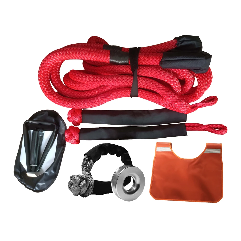 Hot Sell Extension Rescue Rope Kinetic Recovery Kit Heavy Duty Car UHMWPE Tow Rope Kit Recovery Tow Kinetic Rope For Gear kit