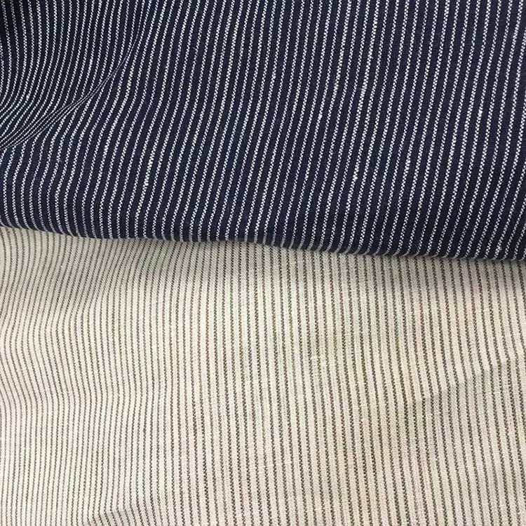 New arrivals linen cotton blend plain Bedding garment material yarn dyed striped cotton poplin shirt fabric