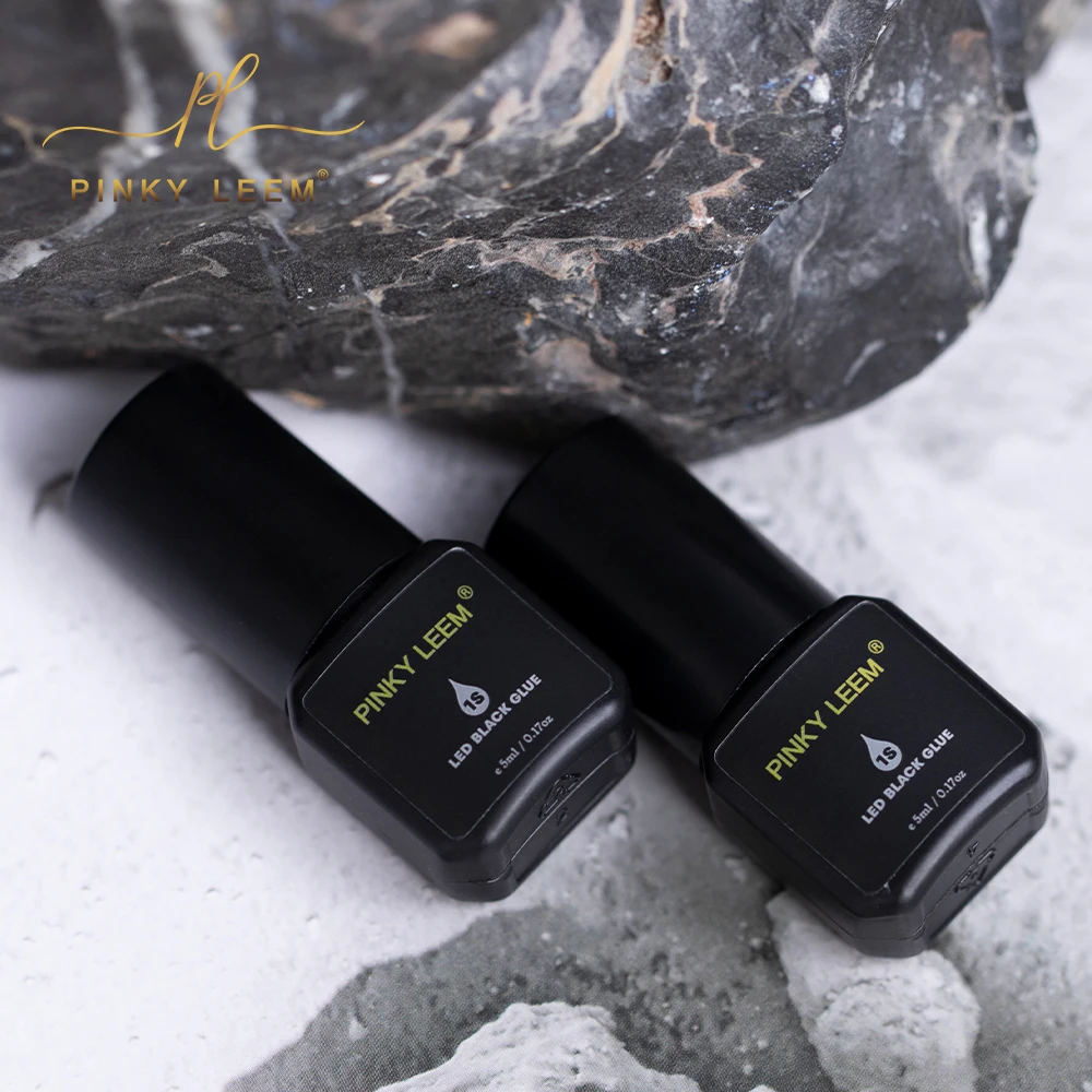pinky leem  New Product led Lash Glue Adhesive LED Light Fast Drying Waterproof extension adhesive clear and black lashes glue