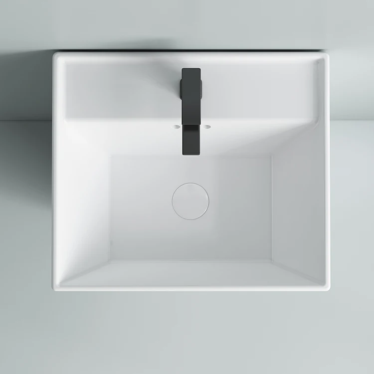 style series Inverted Trapezoid design bathroom ceramic wash basin one piece pedestal basin