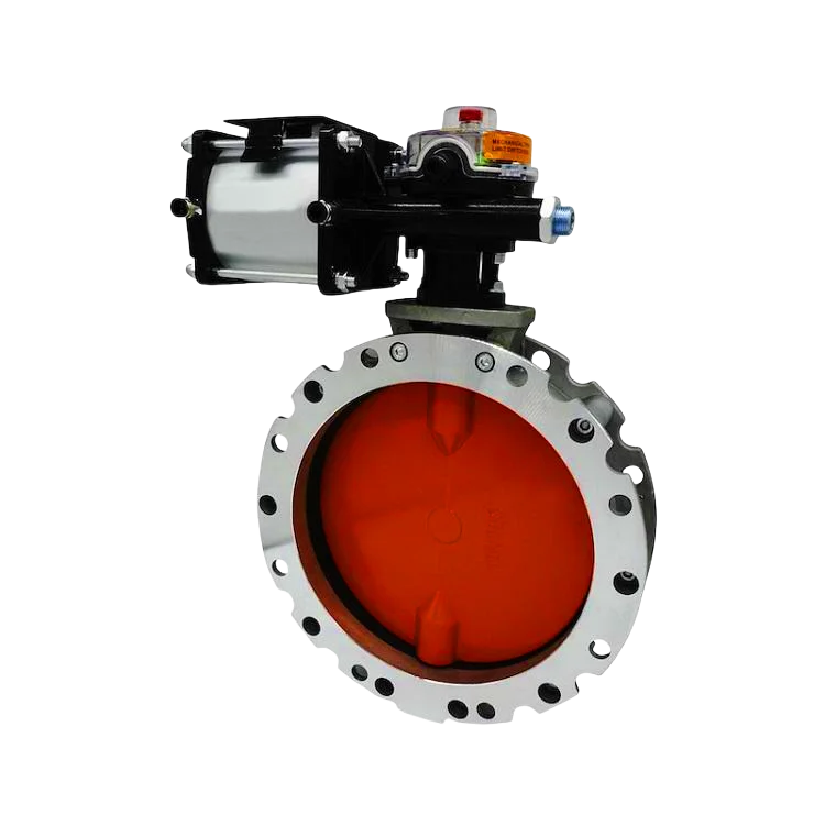 10/16 Bar Aluminium Alloy Single/Double Flange Pneumatic Dust Butterfly Valve For Cement Factory