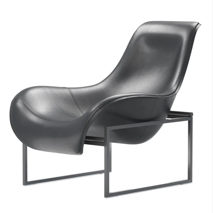 leisure Lounge European design Italy style home furniture leather upholstered seat metal frame Mart Arm chair