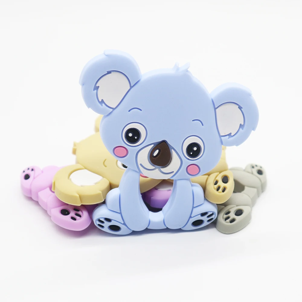 Amazon Infant Teether Non Toxic Custom Gift Box Baby Teether Necklace Pendant Toy Animals Silicone Baby Teether Koala