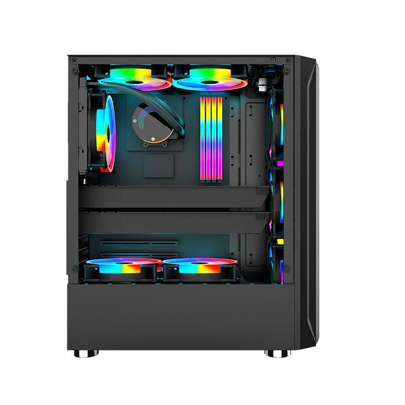 
Colourful Tempered Glass Horizontal Cooled CPU Cabinet Pink Computer Case Gaming 