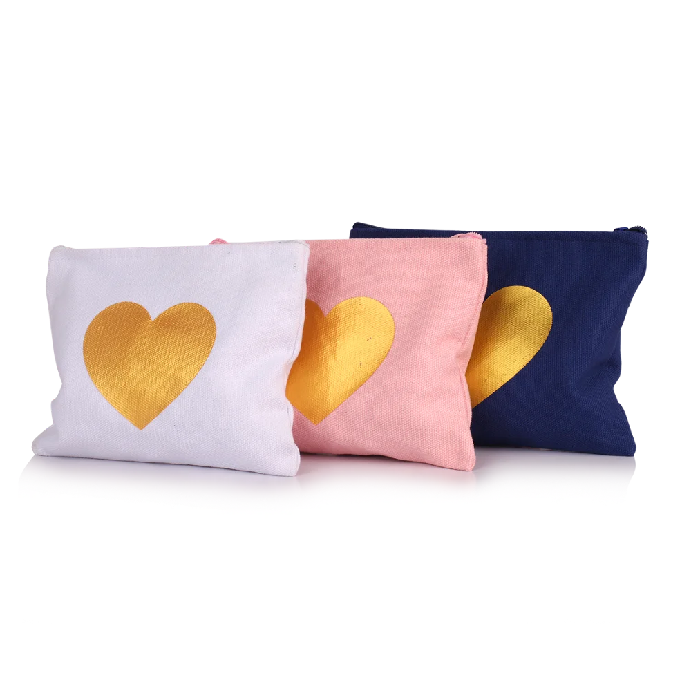 Custom Logo Printed Organic Small Cotton Canvas makeup bag