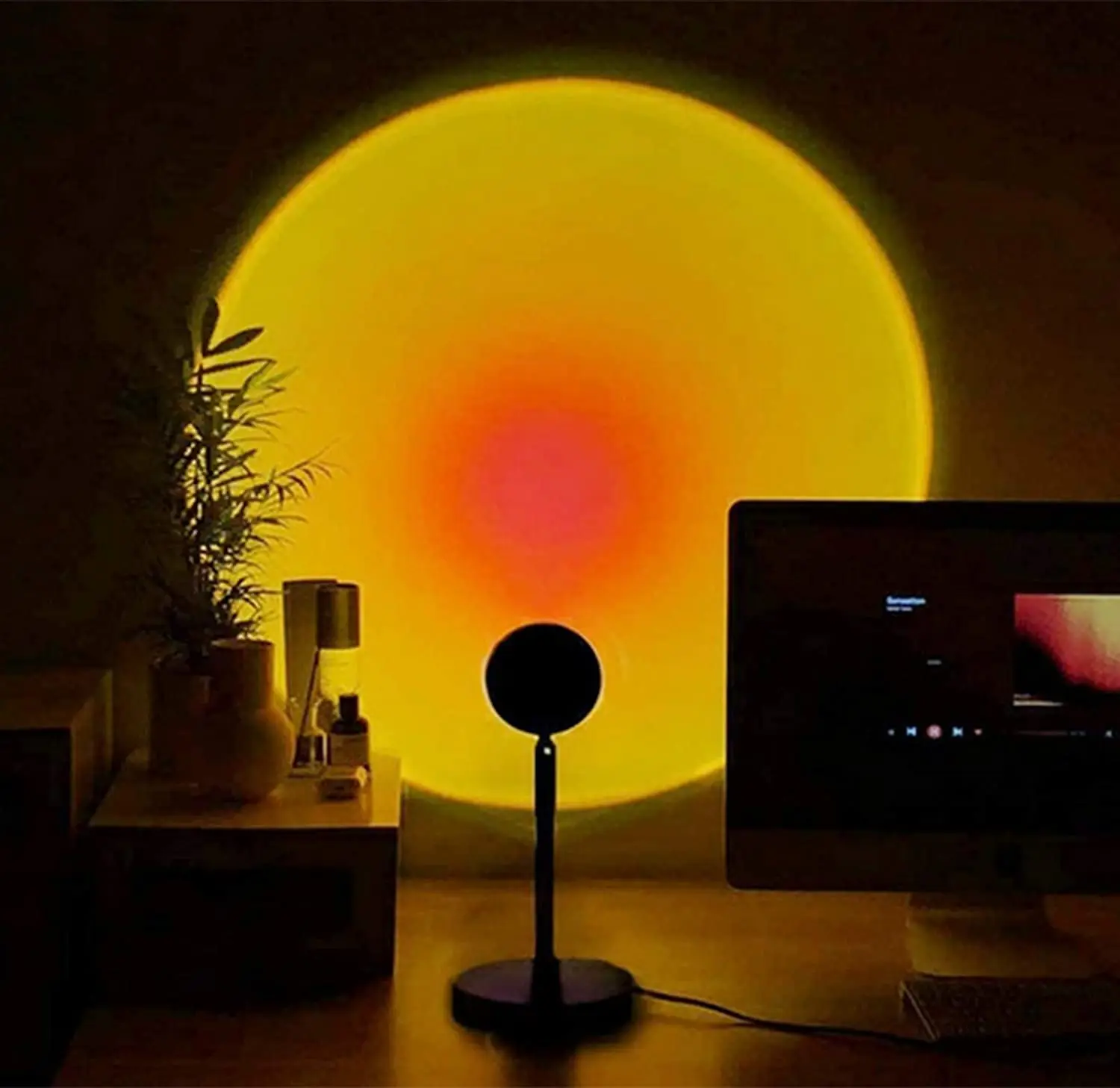 
2021 Nordic Sun Sunset Rainbow Projection Light Atmosphere Night Light Lamp USB Home Laser Mini Sunset Projection Lamp 
