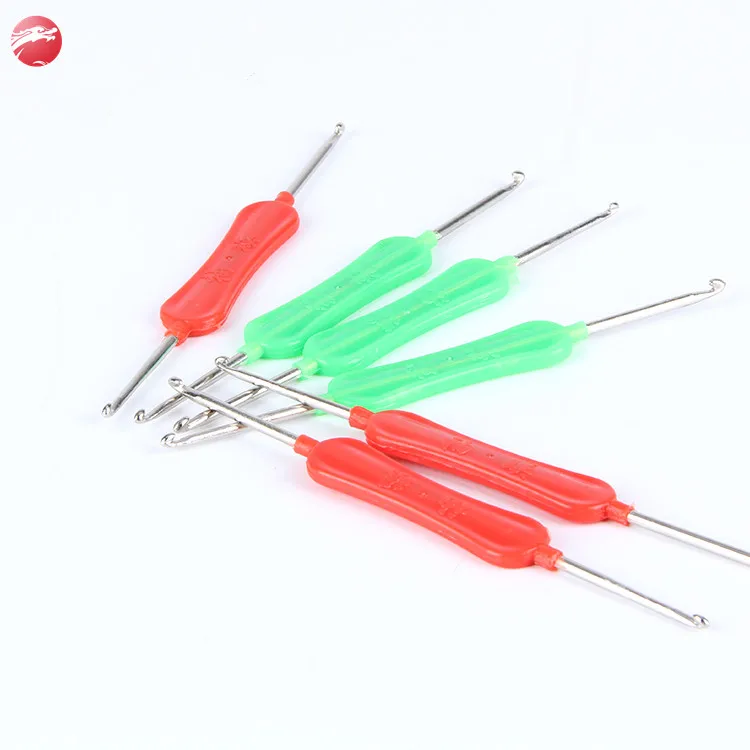 Нержавеющая сталь Двойные головки вязаный крючком пластиковая ручка вязаный крючком крюк