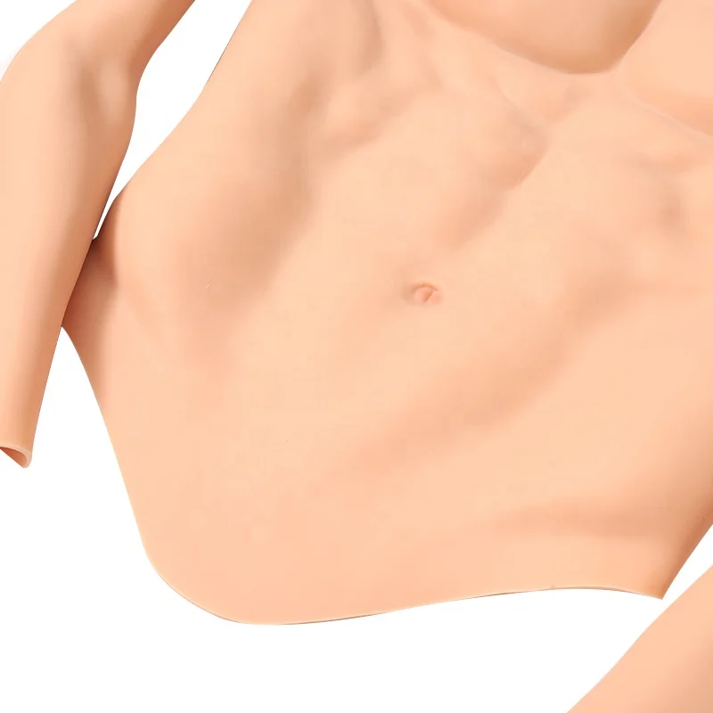2023 Plus Size Macho Silicone Breast form Muscle Suit with arm Realistic Abdominal Muscle Fake Chest for Cosplay