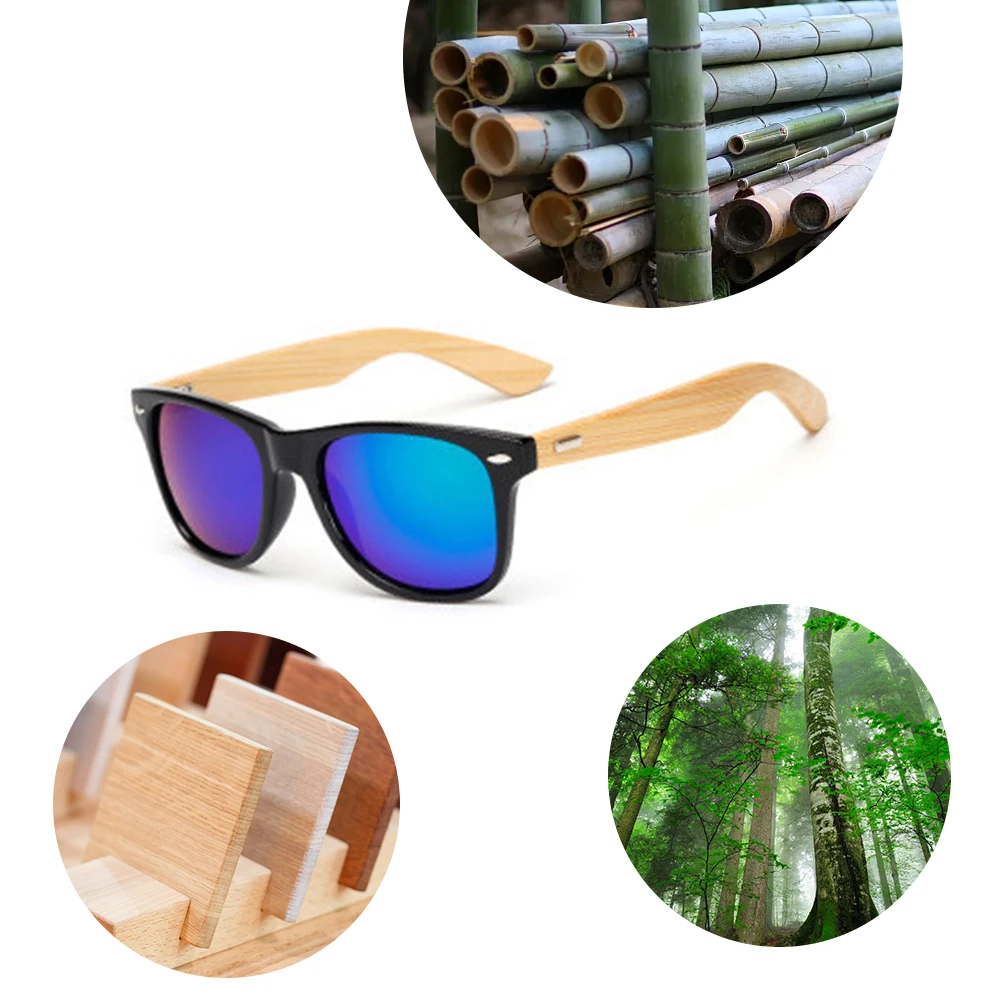 1501 Cheap trendy fashion custom logo eco-friendly wooden bamboo frame sun glasses uv400