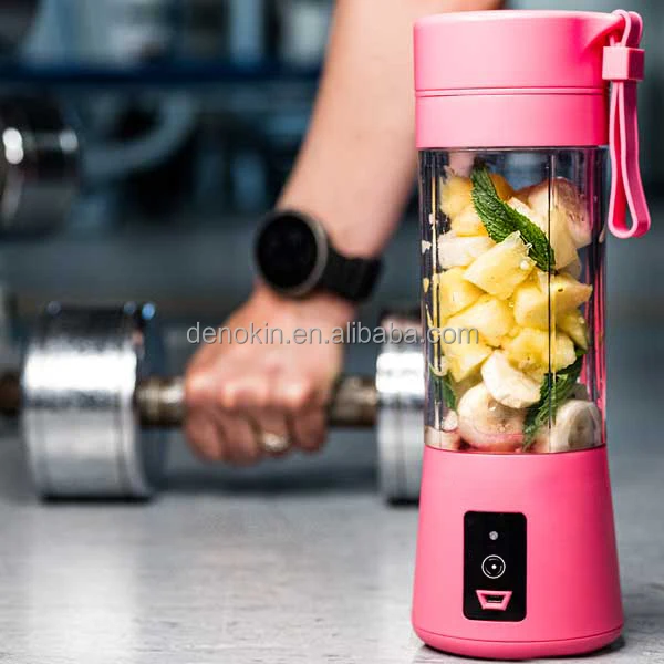 Customized logo portable blender juicer electric USB rechargeable mixer for fruit ice with 6 stainless-steel blades