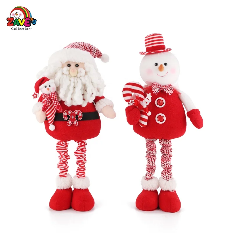 Zaves 15 inches Xmas Navidad Natal Noel New Year Home Decorations  Red White Santa Snowman  Doll Retractable Christmas Gnomes