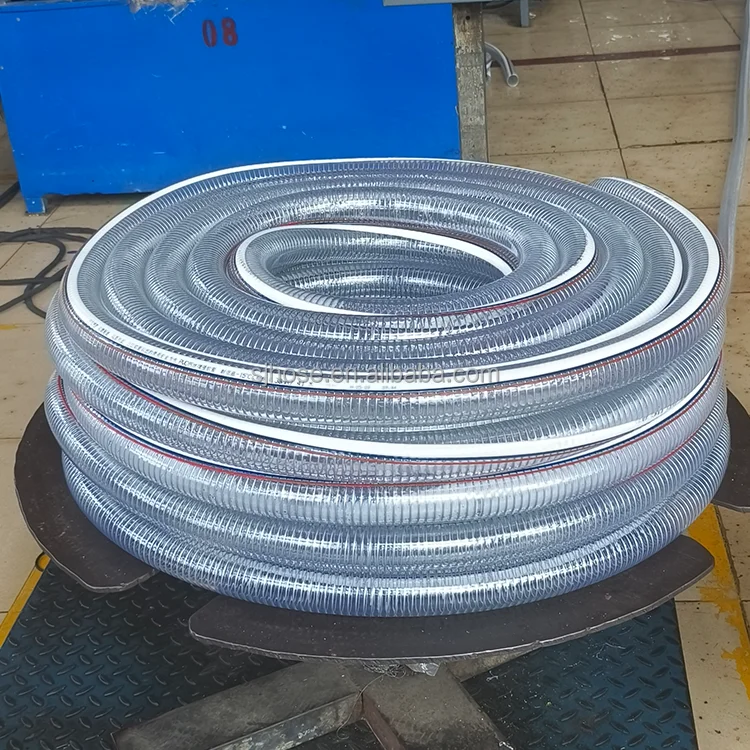 PVC Steel Wire Hose Flexible Soft Steel Wire Reinforced Spring Hose Pipe Factory Direct