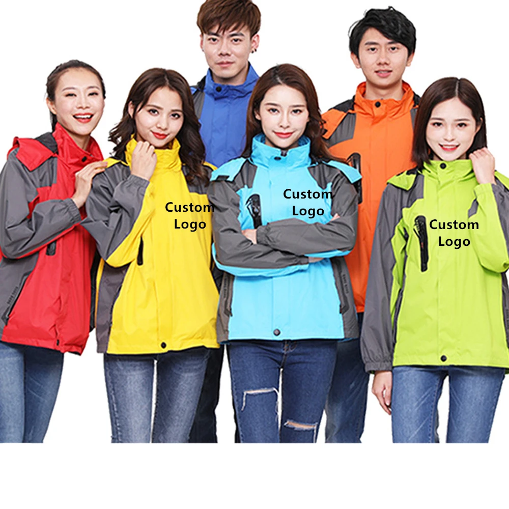 Custom Logo Mens Outdoor Detachable Hat Coldproof Work Wear For Men Waterproof Windbreaker Couple Skiing Hooded Jacket
