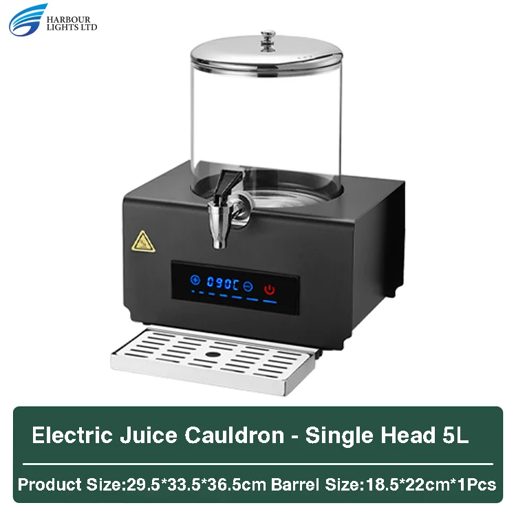 5L Single Head Electric Heated Juice Cauldron Touch Temperature Control High Borosilicate Glass Beverage Dispenser With Faucet