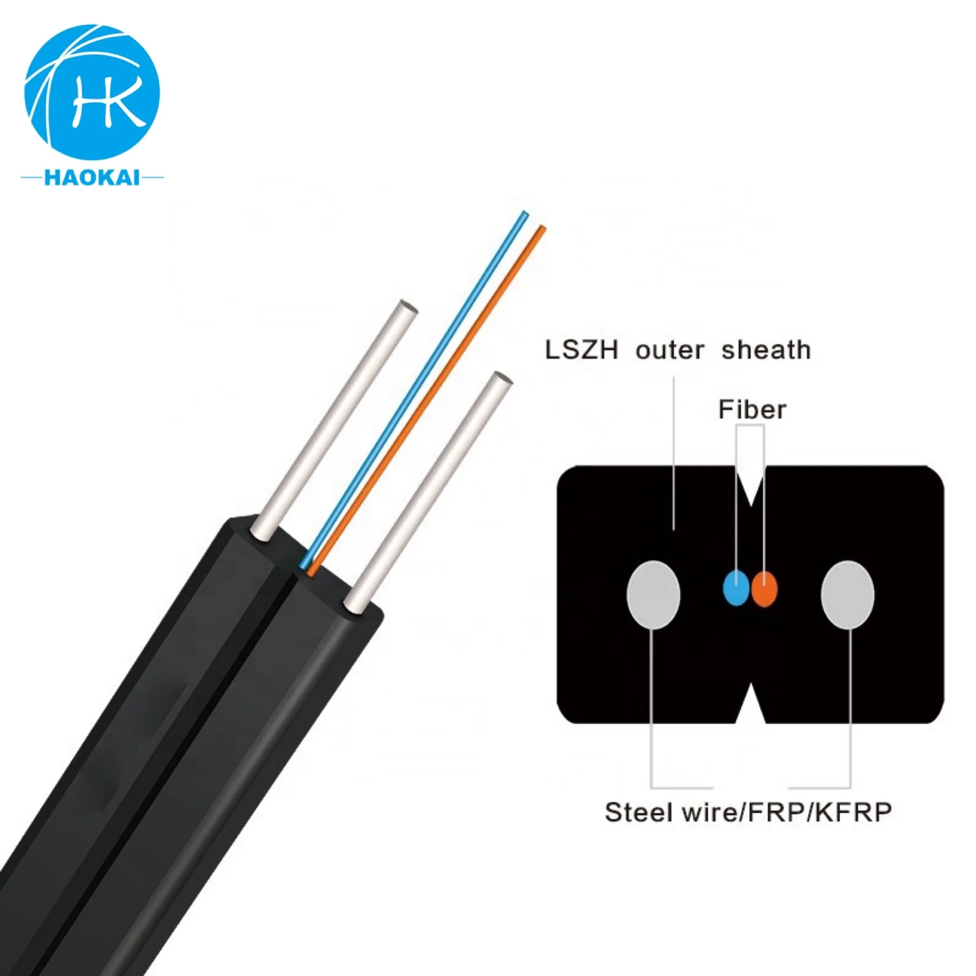 Outdoor GJYXCH 1 2 4 Core SM FTTH Drop Cable G657A Self-supporting LSZH Fiber Drop Cable