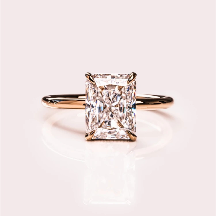 Goldleaf jewelry engagement rings 14k yellow soild gold ring with radiant cut mossanite diamond moissanite ring for women