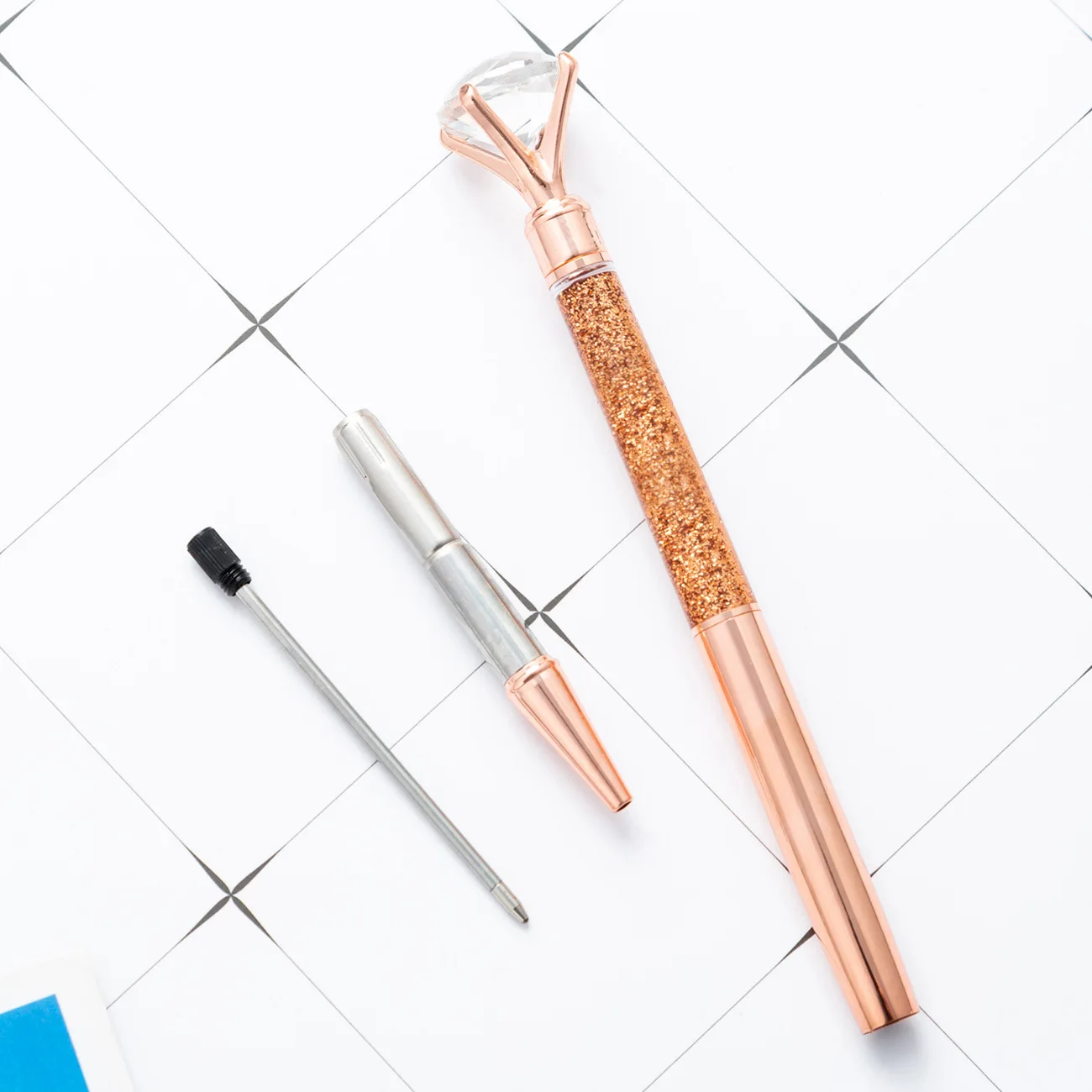 Wholesale High Quality Creative Diamond Metal Ballpoint Pen Metal Ballpoint Pen Printing Logo 1.0mm