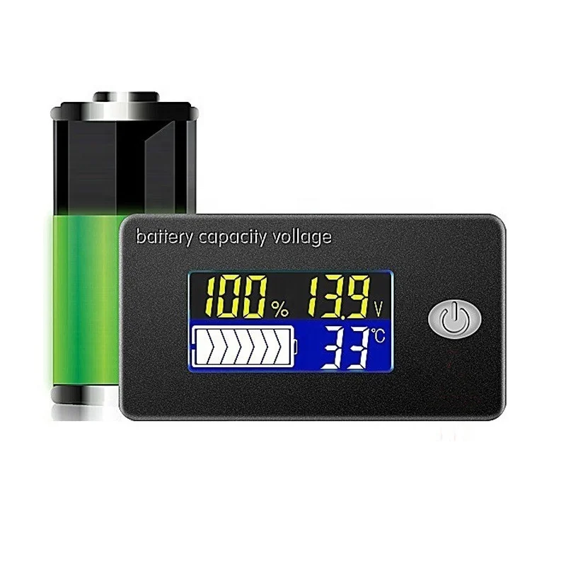 Li-ion Lifepo4 Lead acid Battery Capacity Indicator 12V 24V 36V 48V 60V 72 Display LCD Voltmeter Temperature Meter Tester JS-C35