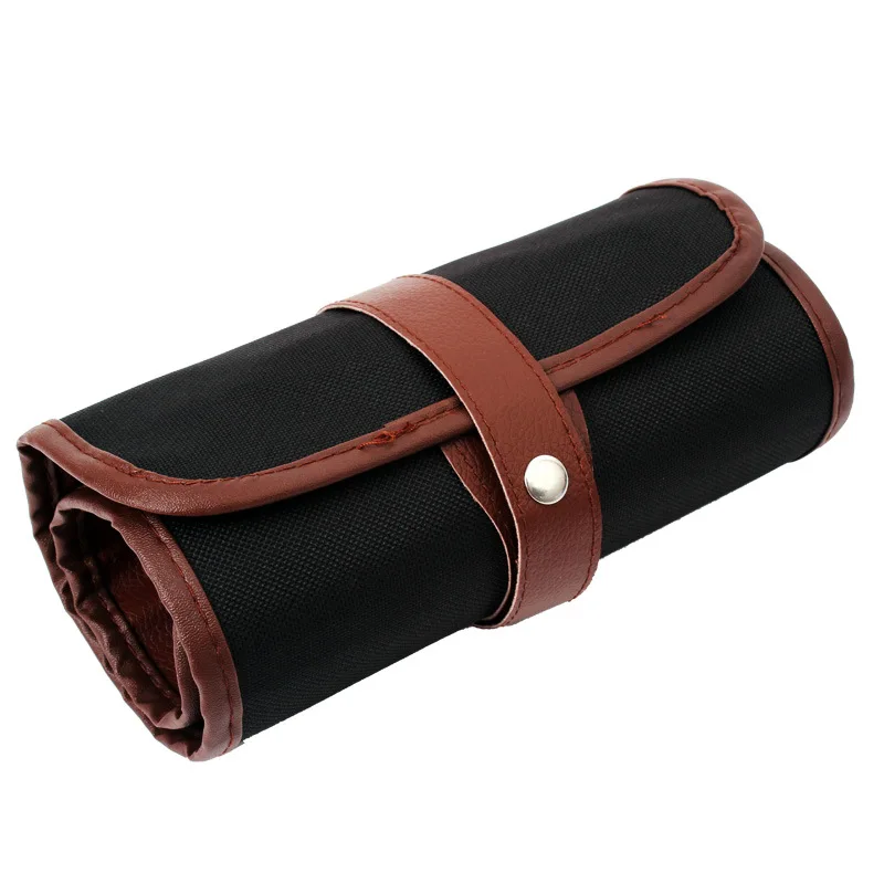 Elegant Leather Canvas Roll Painting Material Storage Bags with A Leather Tie Multi Holes Paintbrush Sketch Writing Case