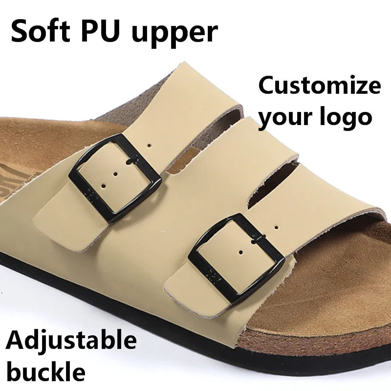 Мужские летние мягкие пробковые сланцы, шлепанцы с регулируемым верхом, пляжные сандалии на заказ