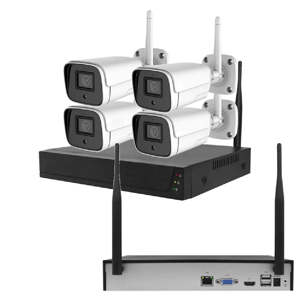JXJ 4CH HD Wireless System IP66 Outdoor AI Human IP Security Set Video Wifi Mini Cctv Camera Tuya With Mobile Nvr Kit