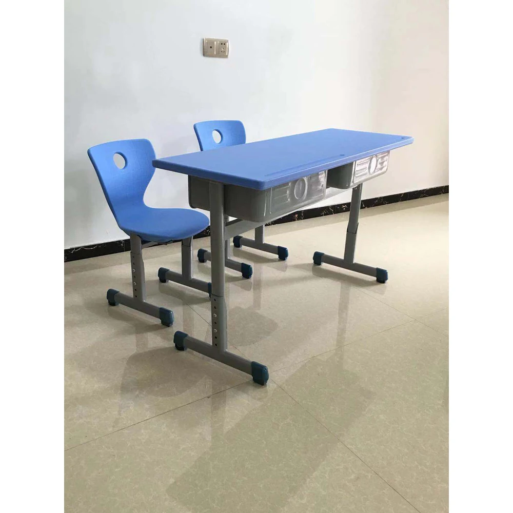 Popular design school furniture student desk and chair set high school furniture sets double table and chair for sale