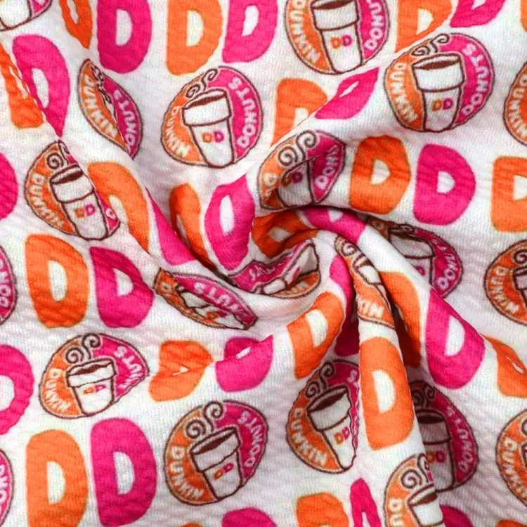 1/2 Yards Wholesale Coffee Beans Hamburger Print Bullet Bubble Knits Spandex Fabric For Diy Baby Bows 19537