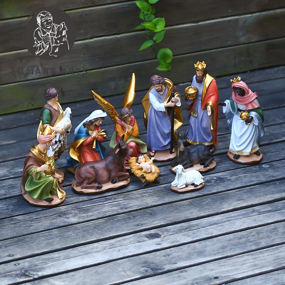 Christmas Set Gifts Bethlehem Nights Christmas Nativity Scene Classic Figurines Religious Indoor Decoration Resin Ornament