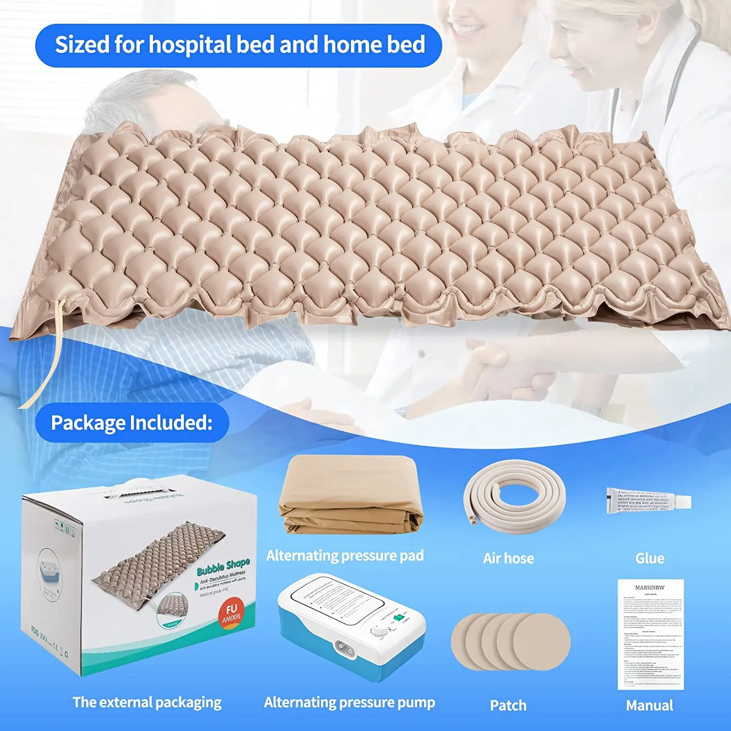 Medical Air Mattress Anti Bedsore Decubitus Alternating pressure Medical Bubble Air Mattress for Hospital Bed