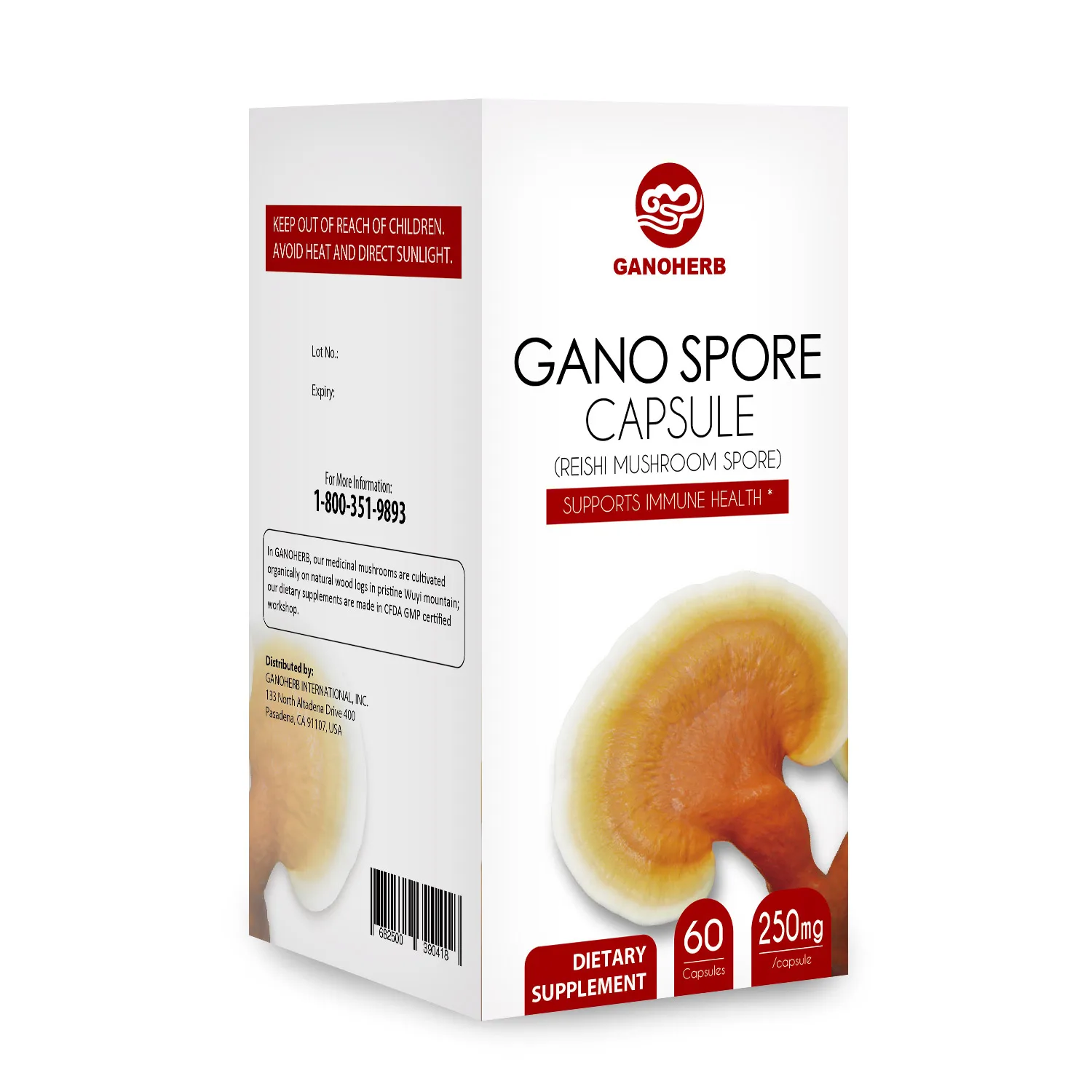 GANOHERB 100% Organic Shell Broken Ganoderma Spore Capsule Reishi Capsule
